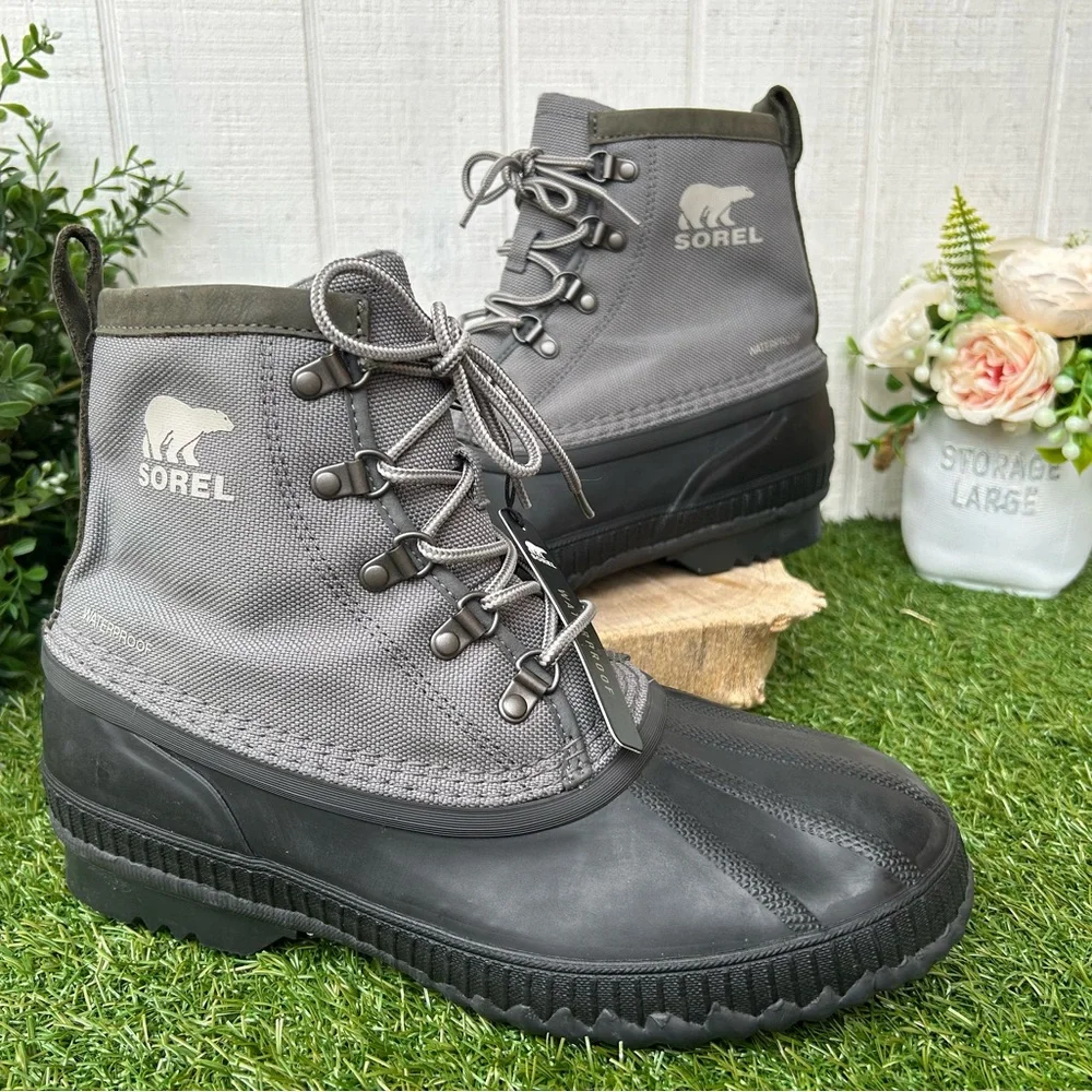 Sorel Cheyanne II Short Waterproof Boot -Quarry Black and Gray Canvas Boots Sz 9